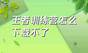 王者训练营怎么下载不了