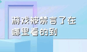 游戏被禁言了在哪里看的到（怎么查询我在游戏中被禁言了多久）