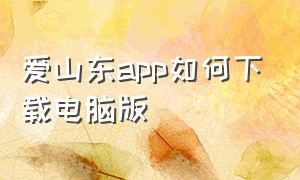 爱山东app如何下载电脑版