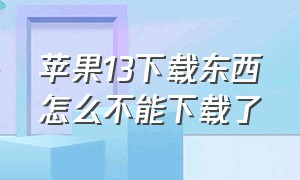 苹果13下载东西怎么不能下载了