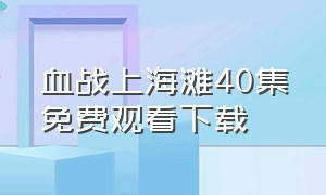 血战上海滩40集免费观看下载