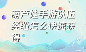 葫芦娃手游队伍经验怎么快速获得