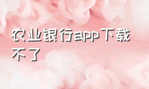 农业银行app下载不了