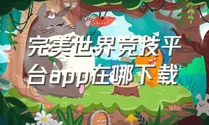 完美世界竞技平台app在哪下载