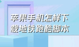 苹果手机怎样下载地铁跑酷脚本