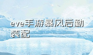 eve手游暴风后勤装配（eve手游飓风守卫配置）