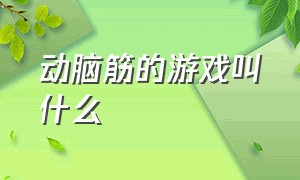 动脑筋的游戏叫什么