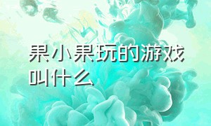 果小果玩的游戏叫什么