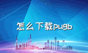 怎么下载pugb