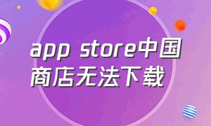 app store中国商店无法下载