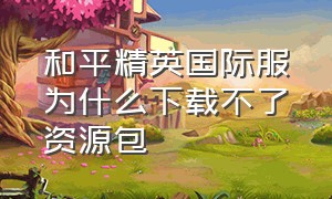 和平精英国际服为什么下载不了资源包