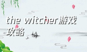 the witcher游戏攻略