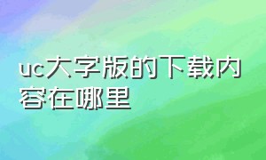 uc大字版的下载内容在哪里