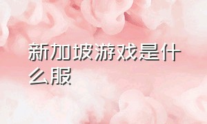 新加坡游戏是什么服