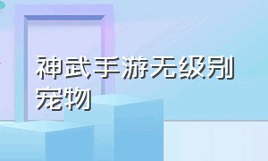 神武手游无级别宠物（神武手游满级pk必备宠物）