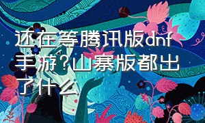 还在等腾讯版dnf手游?山寨版都出了什么