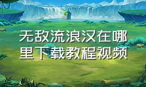 无敌流浪汉在哪里下载教程视频