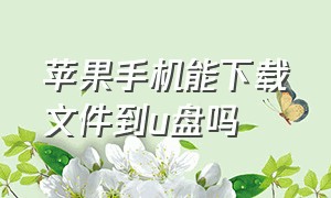 苹果手机能下载文件到u盘吗