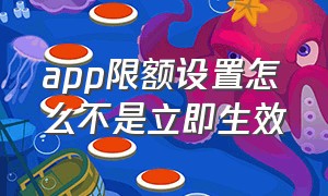 app限额设置怎么不是立即生效