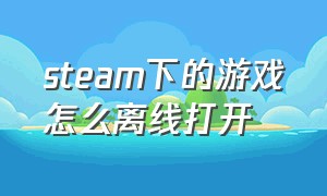 steam下的游戏怎么离线打开