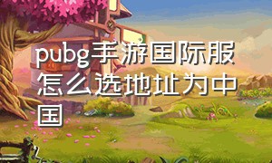 pubg手游国际服怎么选地址为中国