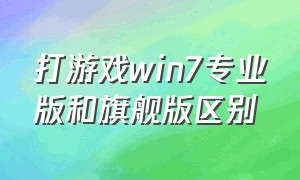 打游戏win7专业版和旗舰版区别（win7旗舰版和专业版哪个打游戏好）