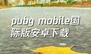 pubg mobile国际版安卓下载