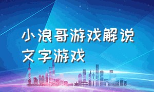 小浪哥游戏解说文字游戏