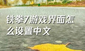 铁拳7游戏界面怎么设置中文