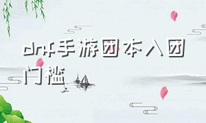 dnf手游团本入团门槛