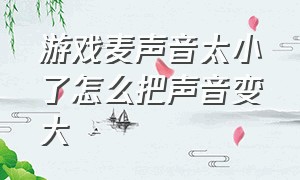 游戏麦声音太小了怎么把声音变大（游戏麦声音太小了怎么把声音变大一点）