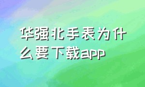华强北手表为什么要下载app
