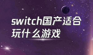 switch国产适合玩什么游戏