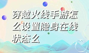 穿越火线手游怎么设置隐身在线状态么