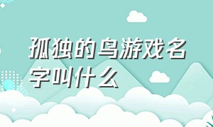 孤独的鸟游戏名字叫什么