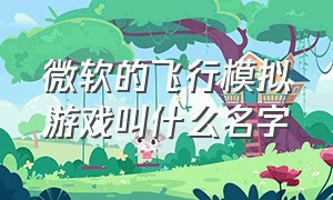 微软的飞行模拟游戏叫什么名字