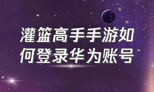 灌篮高手手游如何登录华为账号