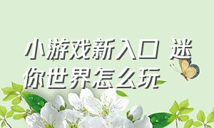 小游戏新入口 迷你世界怎么玩（最新版迷你世界怎么开多人游戏）