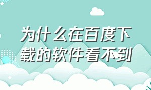 为什么在百度下载的软件看不到