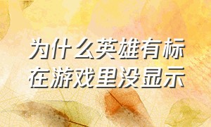 为什么英雄有标在游戏里没显示（为什么我的英雄上榜了不显示牌子）