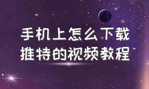 手机上怎么下载推特的视频教程