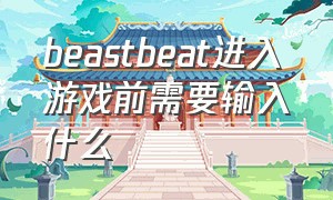 beastbeat进入游戏前需要输入什么（beastbeat 怎么设置中文）