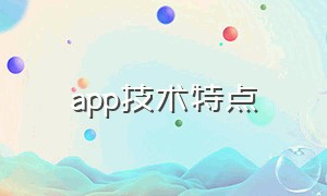 APP技术特点