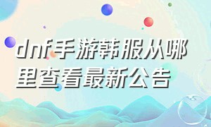 dnf手游韩服从哪里查看最新公告