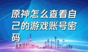 原神怎么查看自己的游戏账号密码