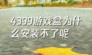 4399游戏盒为什么安装不了呢