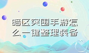 暗区突围手游怎么一键整理装备