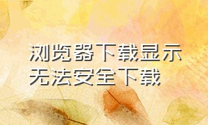 浏览器下载显示无法安全下载（浏览器下载显示无法安全下载怎么办啊）