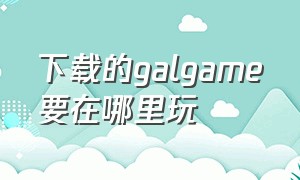 下载的galgame要在哪里玩（galgame电脑一般要在哪里下载）