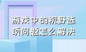 游戏中的视野选项问题怎么解决